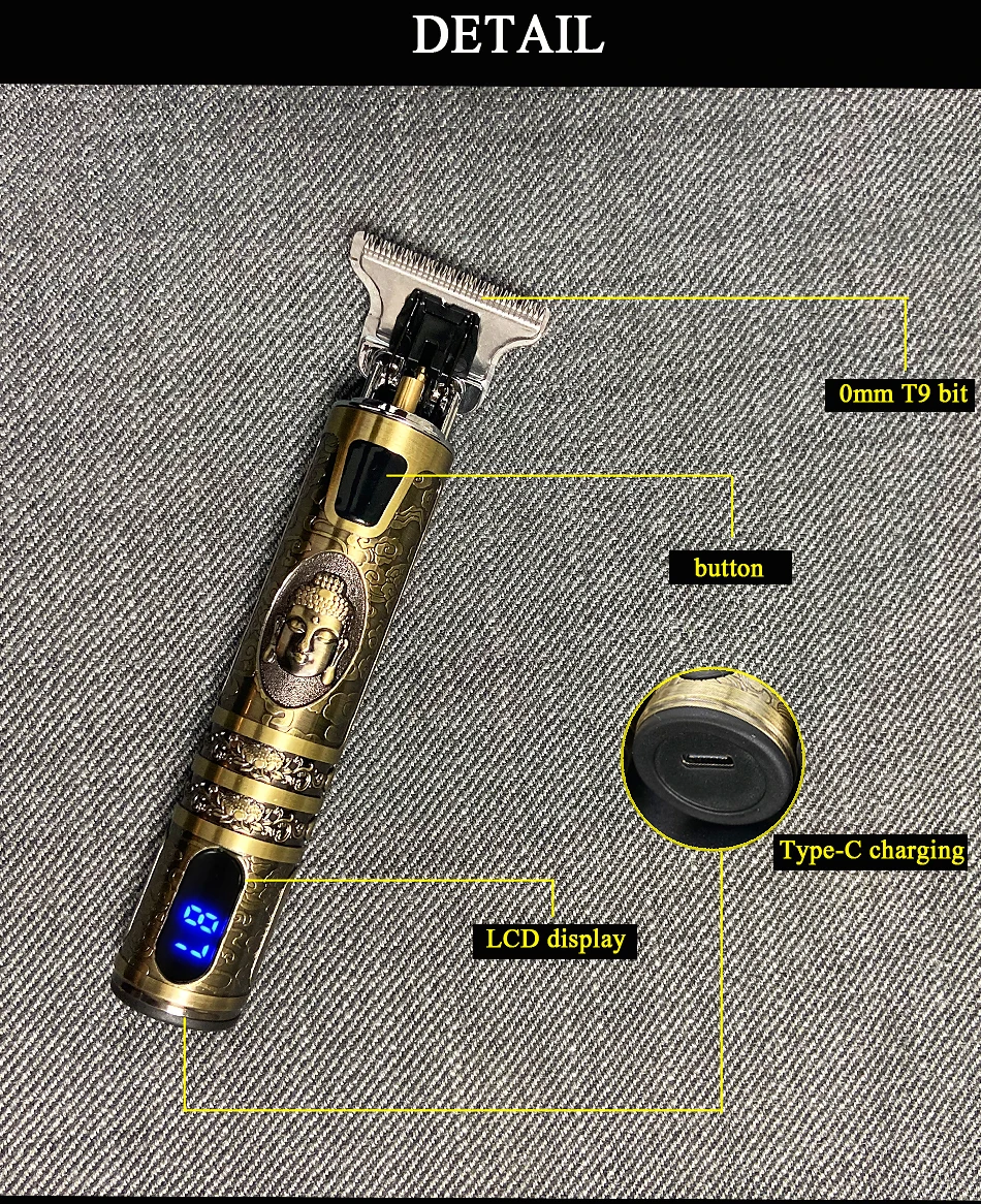 Винтажная машинка для стрижки волос T9 0 мм USB аккумуляторная мужской триммер