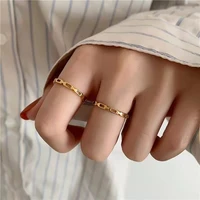 golden geometric hollow out titanium steel ring womens senior light luxury niche design is simple and does not fade