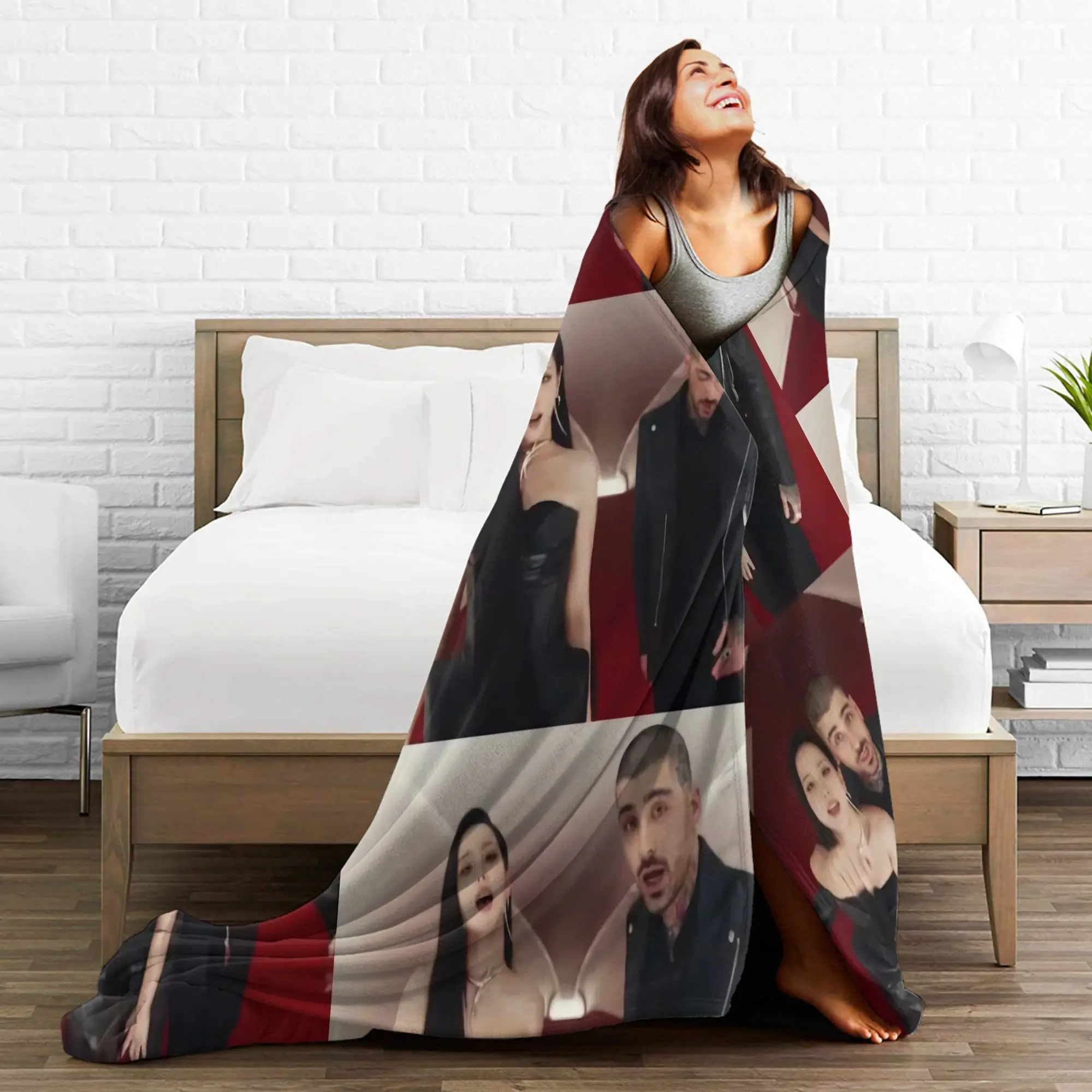Фото Zayn Malik & Jisoos 2025 глаза закрытые одеяла качественное теплое мягкое одеяло зимнее декоративное забавное покрывало для спальни №4