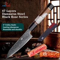 findking knife new black rose series paring knife aus 10 damascus steel rose pattern resin 5 inch kitchen utility fruit knife