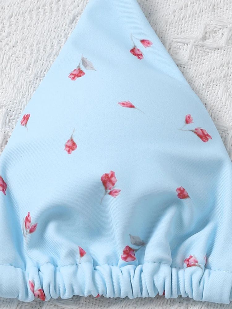 Купальник-бикини женский сетчатый с цветочным принтом 3 предмета | Женская одежда