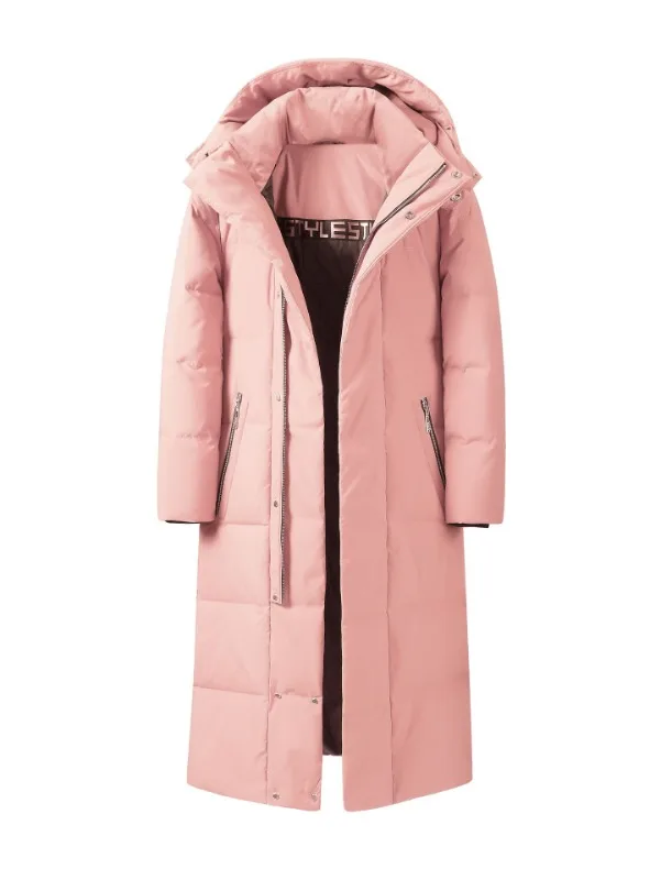 

Мужские и женские брендовые красные длинные пуховики, новинка 2023, зимние плотные теплые куртки выше колена со съемной шапкой, мужские куртки, Канадское Пальто 5XL