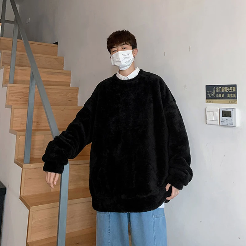 Свитшот мужской с круглым вырезом красивая универсальная мешковатая теплая