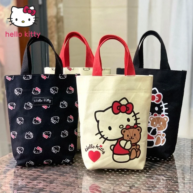 

Холщовая Сумка-тоут Hello Kitty, женская сумка для закусок, женская сумка Sanrio, кошелек и Сумка-тоут Kawhi, женская сумка с мультяшным принтом