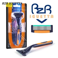 newly arrived men razor blades manual shaver orange shaving whole body shaving knife with lubricating strip rzr iguetta