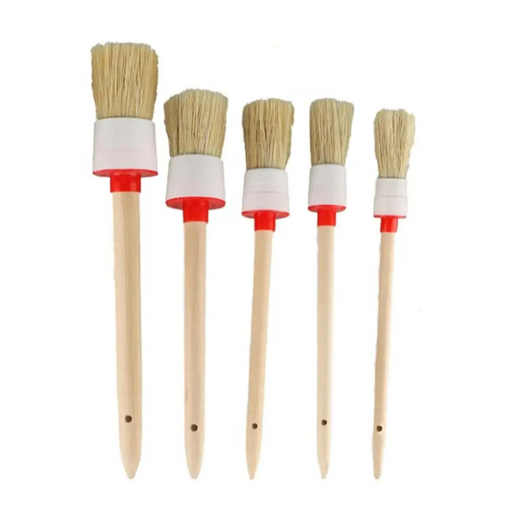 

5Pcs Round Head Brush Small Multifunction Flexible Hair Detail Brush Auto Detailing Brushes for Leather Boot Sofa