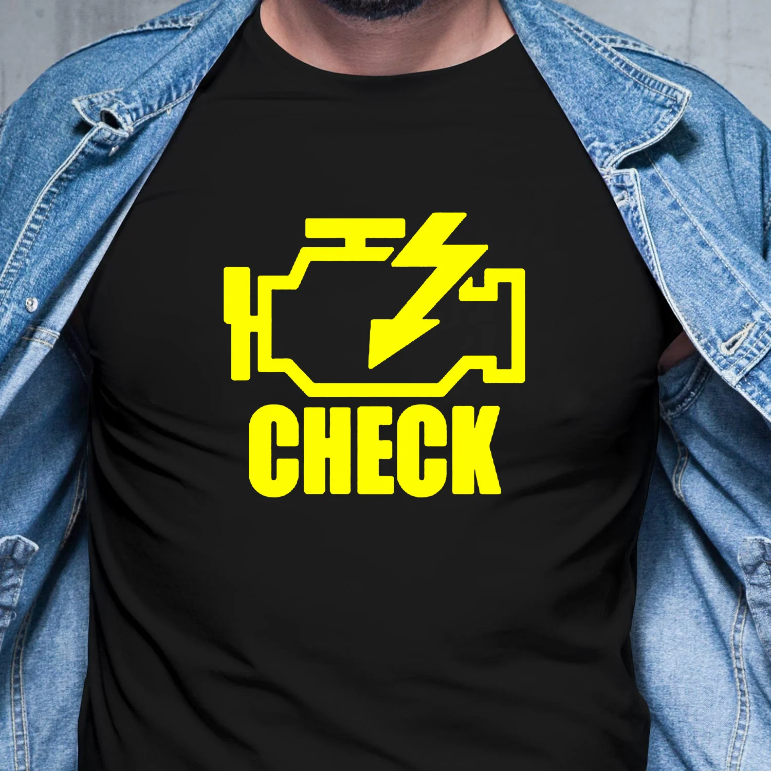 Mechanic Auto Repair Check Engine Light T-Shirt Funny Birthday Gift For Men Daddy Father Husband Short Sleeve Cotton T Shirt Tee