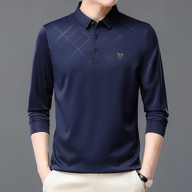 

CASUMANL Brand Polo Shirt Men Fashion Solid Turn-Down Collar Smart Casual Men Polo 2023 Autumn Long Sleeve Regular Men Clothes