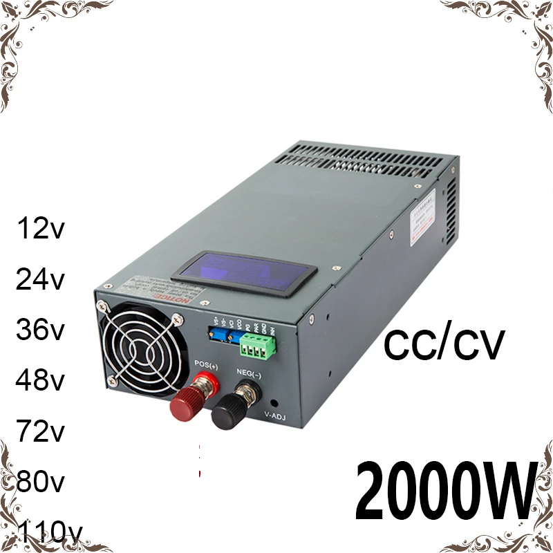 

2000w Switching Power Supply 12v 24v 36v 48v 60v 80v 110v 150a 30a 40a 50a 60a 70a 100a 120a a Cc/cv Adjustable 2000w Display