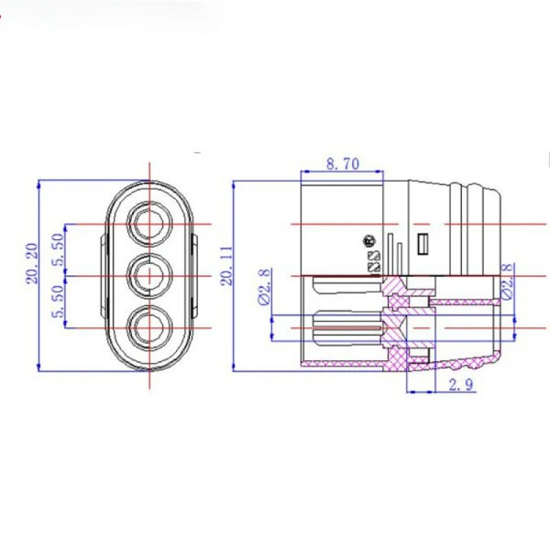 Штепсельная Вилка MR60 с защитной крышкой оболочки 3-жильный бесщеточный двигатель