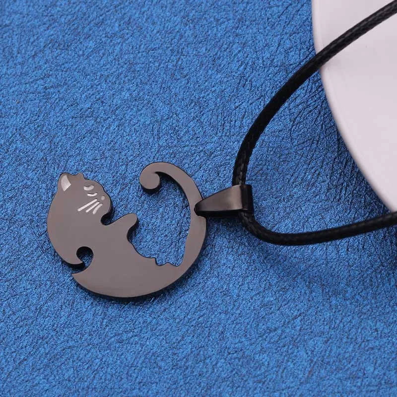 Ожерелье с подвеской в виде животного черный белый кот простой подарок дружбы
