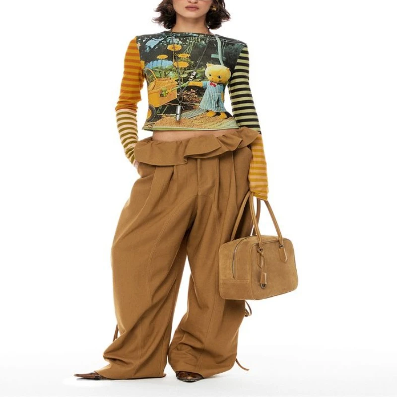 Фото Deeptown Y2k Harajuku футболки с героями мультфильмов женские Kawaii Juminocore футболки с графическим рисунком японский стиль 2000-х годов футболки с длинными рукавами Slim Up №2