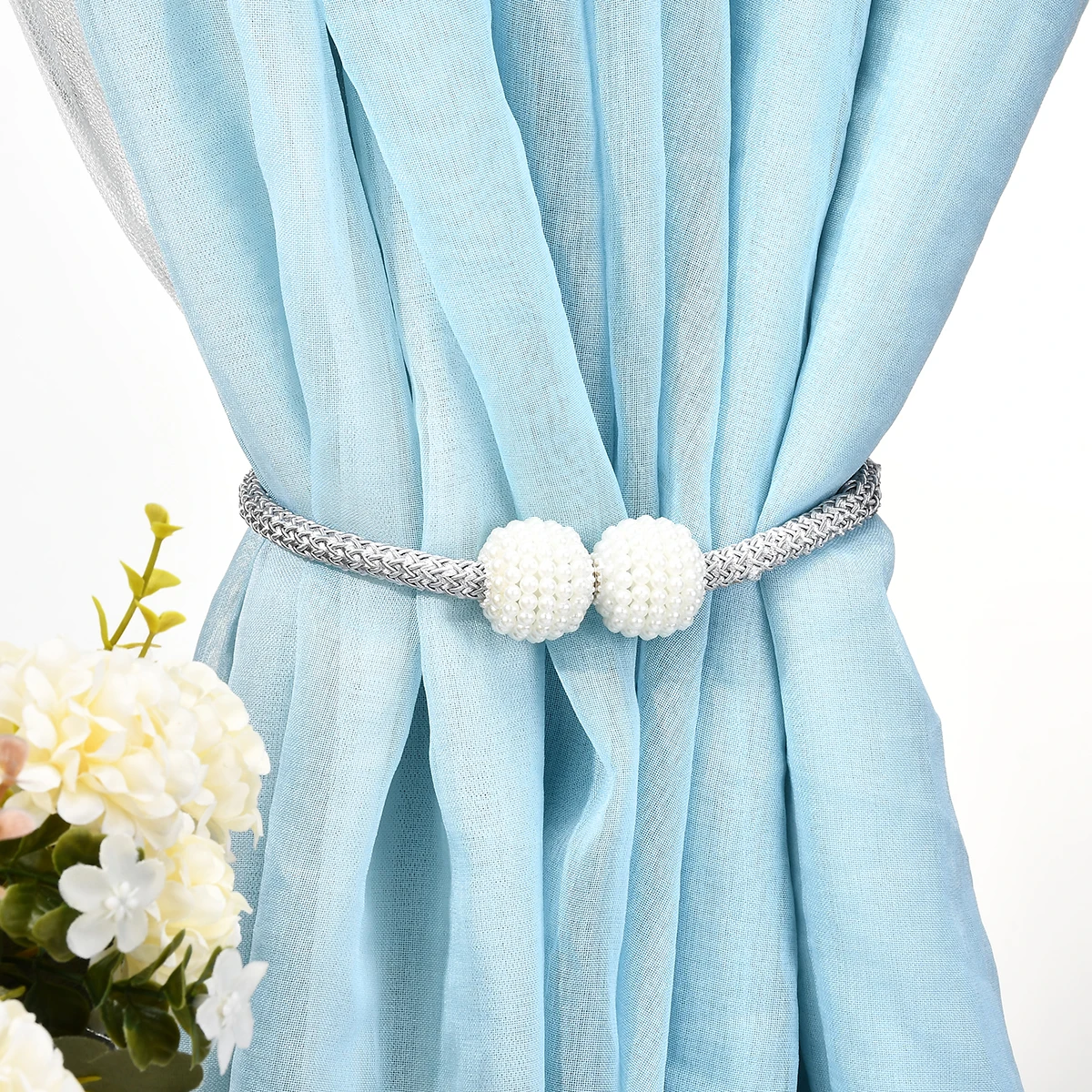 

2pcs Pearl Magnetic Curtain Clip Tieback Buckle Clips Ball Curtain Holders Tie Back Curtain Accessories Home Decoration
