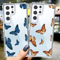butterfly shockproof clear soft silicone case for samsung galaxy s20 s21 s22 ultra fe s10 plus note 10 20 a52 a52s 5g phone case