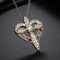 heart shaped rose cross pendant necklace for women simple fashion jewelry accessories charm xmas gift luxury female clavicle