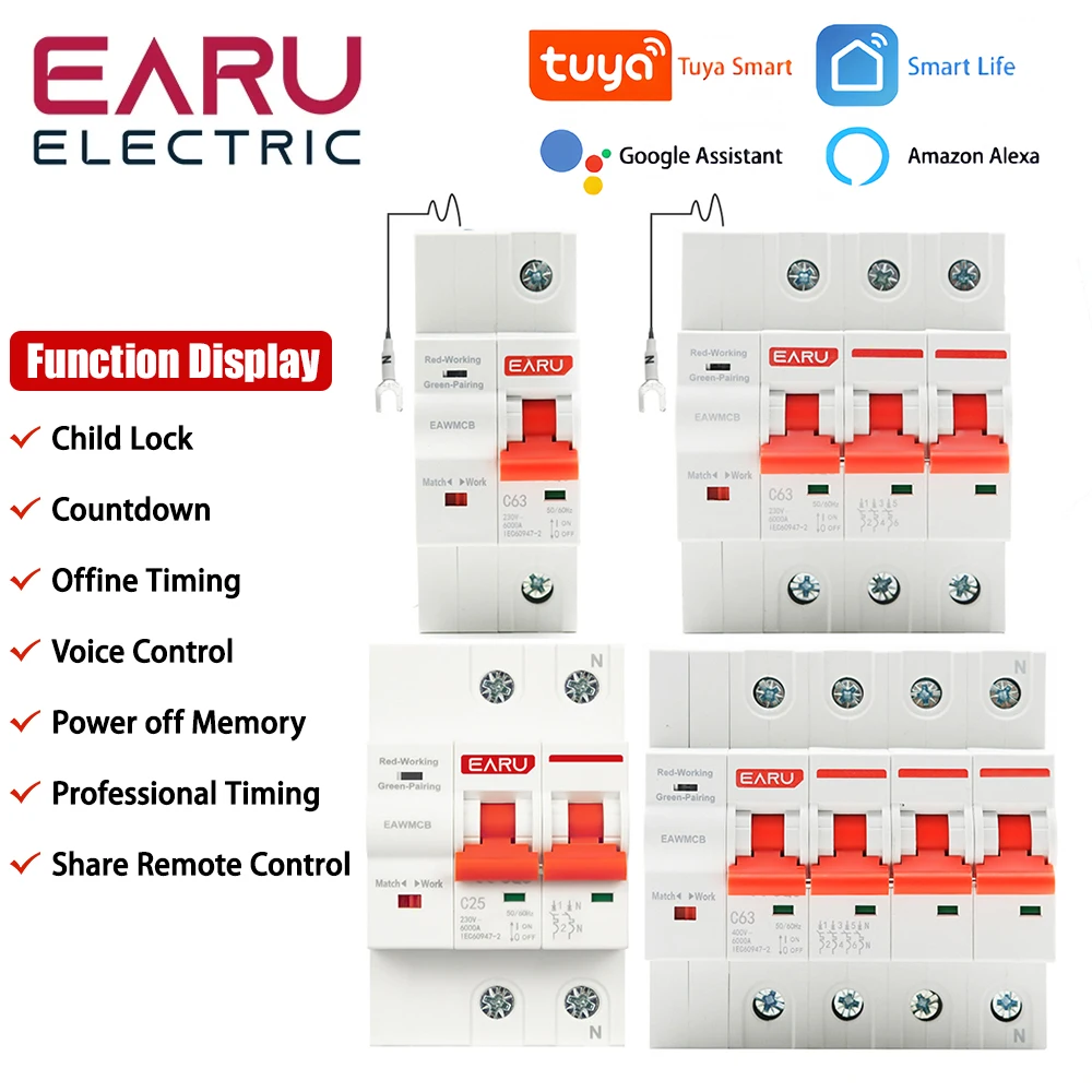 

Автоматический выключатель Wi-Fi EARUELETRIC 1P 2P 3P 4P