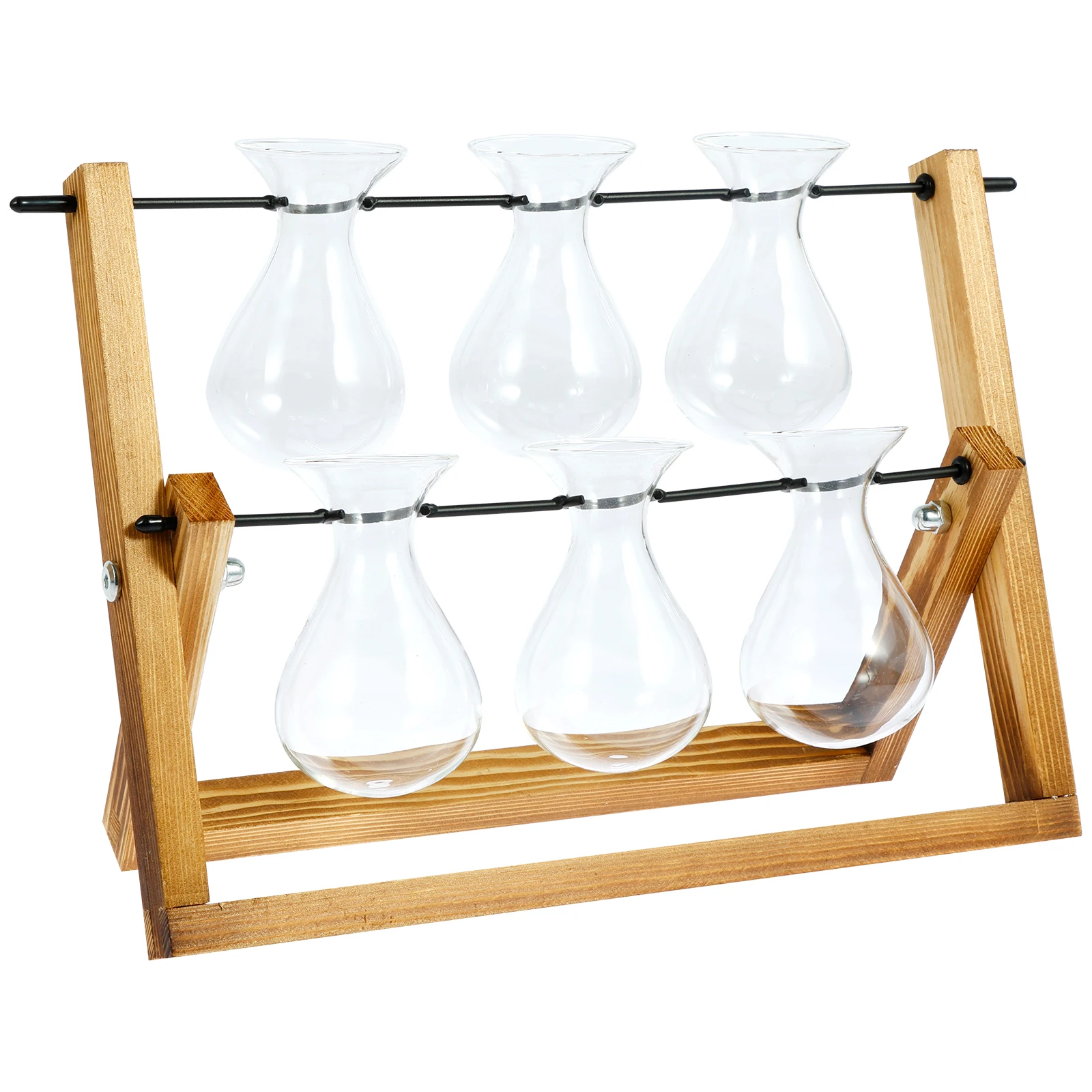 

Double Layer Plant Propagation Station with Wooden Stand Decorative Glass Terrariums Planter Vintage Glass Planter Propagate