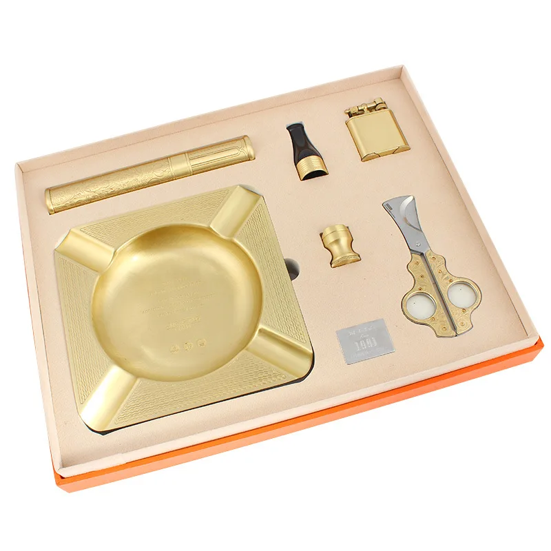 

Travel Ashtray Household Flashlight Jet Flame Cigar Lighter Smoking Accessories Tobacco Cigar Cutter Cutting Gadget High-end