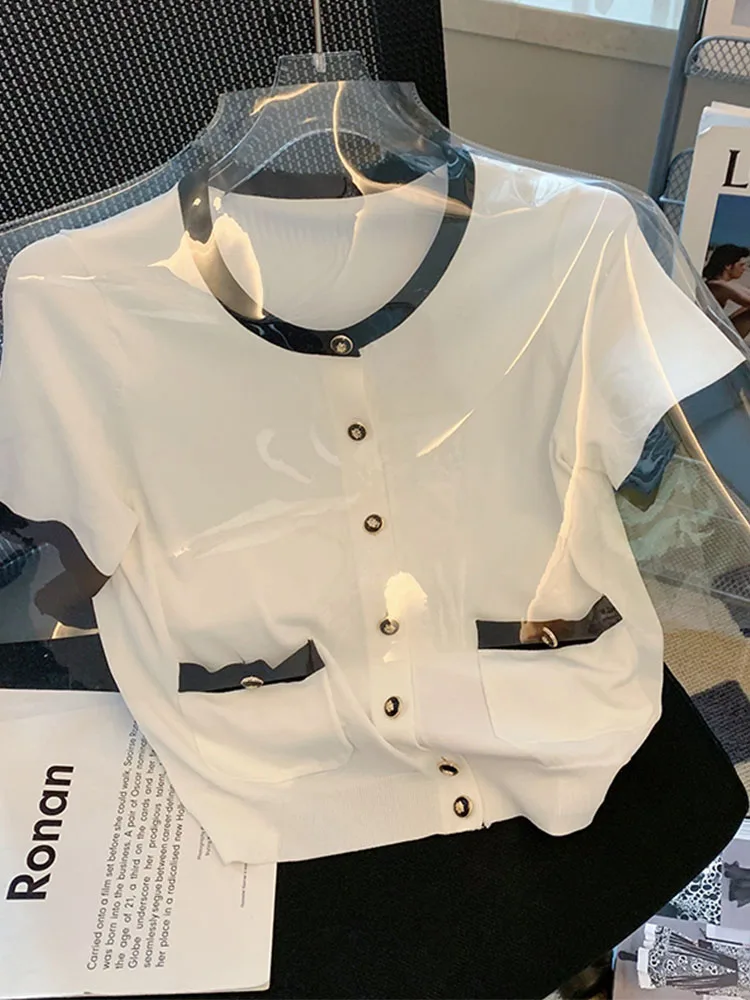 Элегантный комплект французской одежды из двух предметов однобортный вязаный