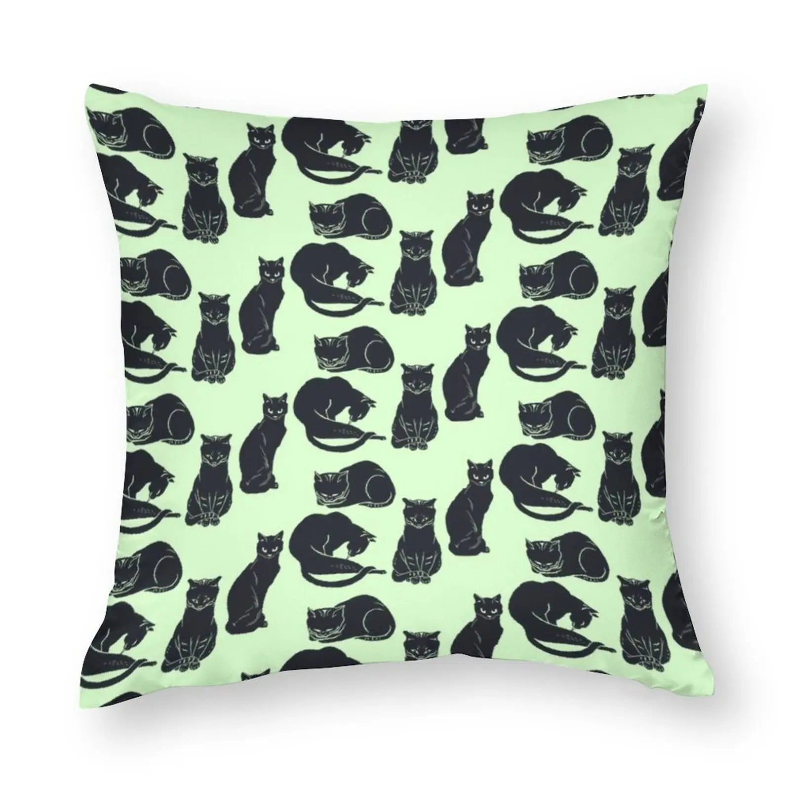 

Винтажный чехол с изображением черной кошки и подушки, милый чехол в стиле ретро с рисунком животных, чехол на молнии, весенний чехол