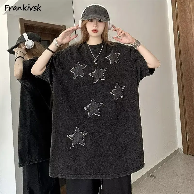 

Футболки женские новые шикарные модные Универсальные с коротким рукавом в стиле Хай-стрит Простые повседневные мужские топы в Корейском стиле свободные для колледжа в стиле Харадзюку