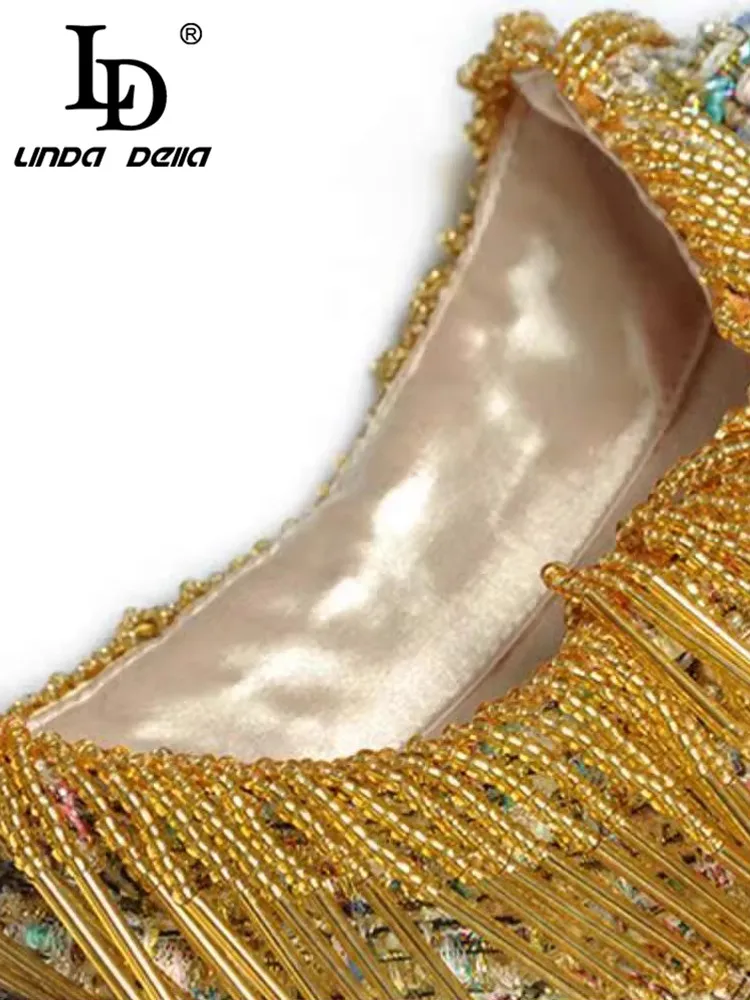 Женский костюм с бахромой LD LINDA DELLA комплект из 2 предметов однобортный Топ и юбка