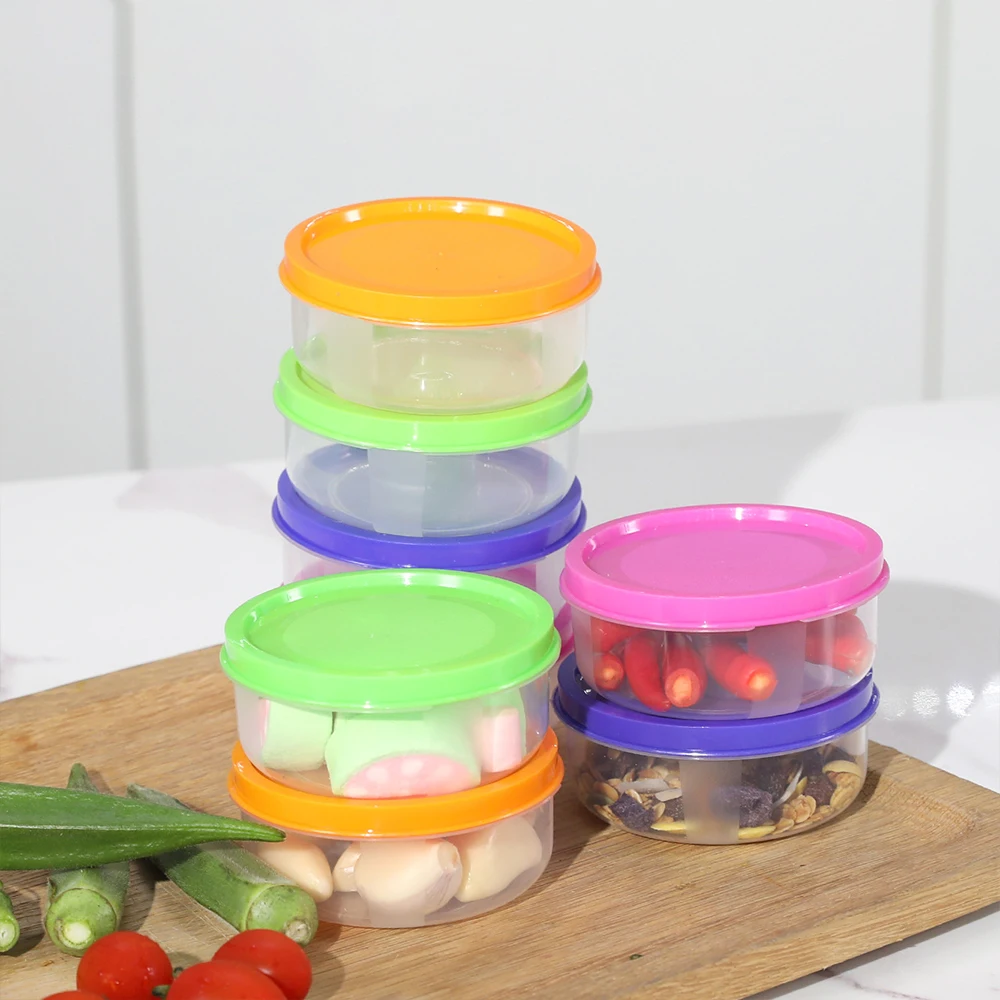 

12PCs Reusable Freezer Box Mini Plastic Food Storage Boxes Round Containers Snack Fruit Organizer With Lids Kitchen Accessories
