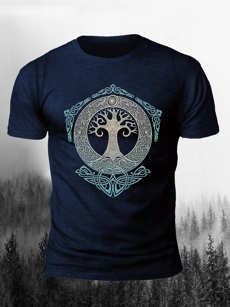 

Мужская хлопковая футболка с коротким рукавом и принтом тотема