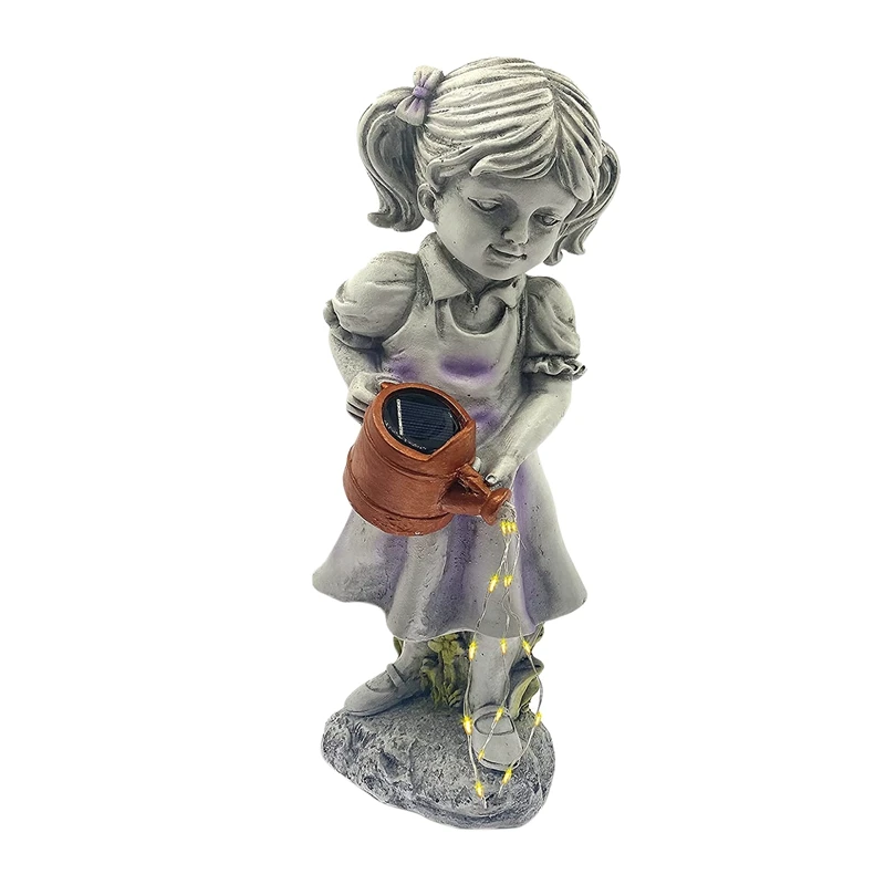 

Little Girl Watering Can Light Garden Statue Outdoor Decor, Art Light Decoration Solar LED Garden Solar Garden Lights