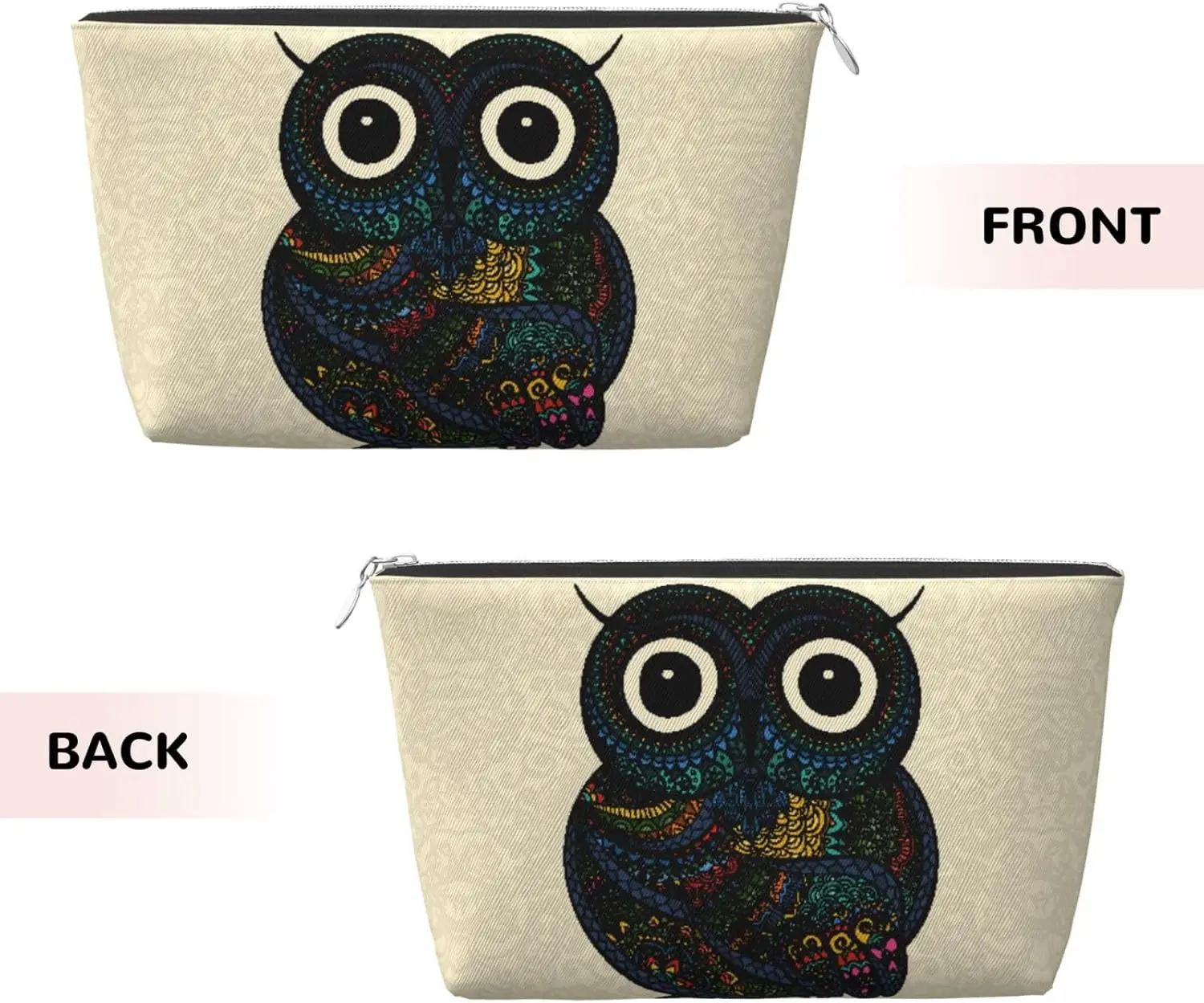 Сова с мандалой косметичка женские дорожные туалетные принадлежности кожаная