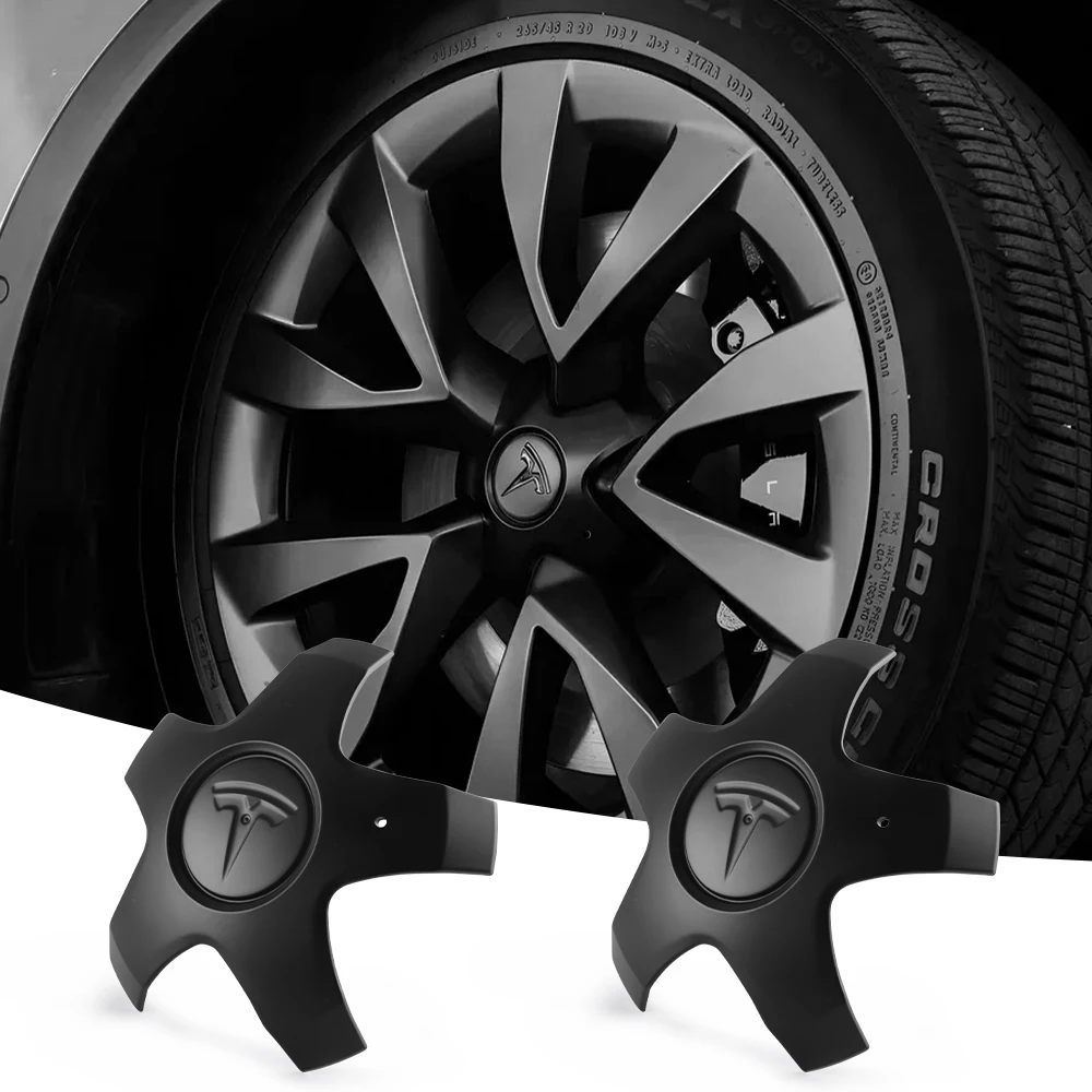 Фото Колпаки на колеса Tesla Model X 2016-2021, 20 дюймов, с Т-образным логотипом, центральные заглушки, декоративные аксессуары, номер детали 1420238-00-A №1