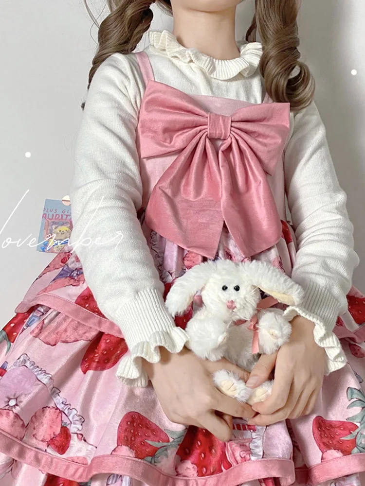 

KIMOKOKM/Зимний пуловер в консервативном стиле Kawaii с рюшами и высоким воротником, Свитера с длинными рукавами, вязаный пуловер, белый свитер в с...