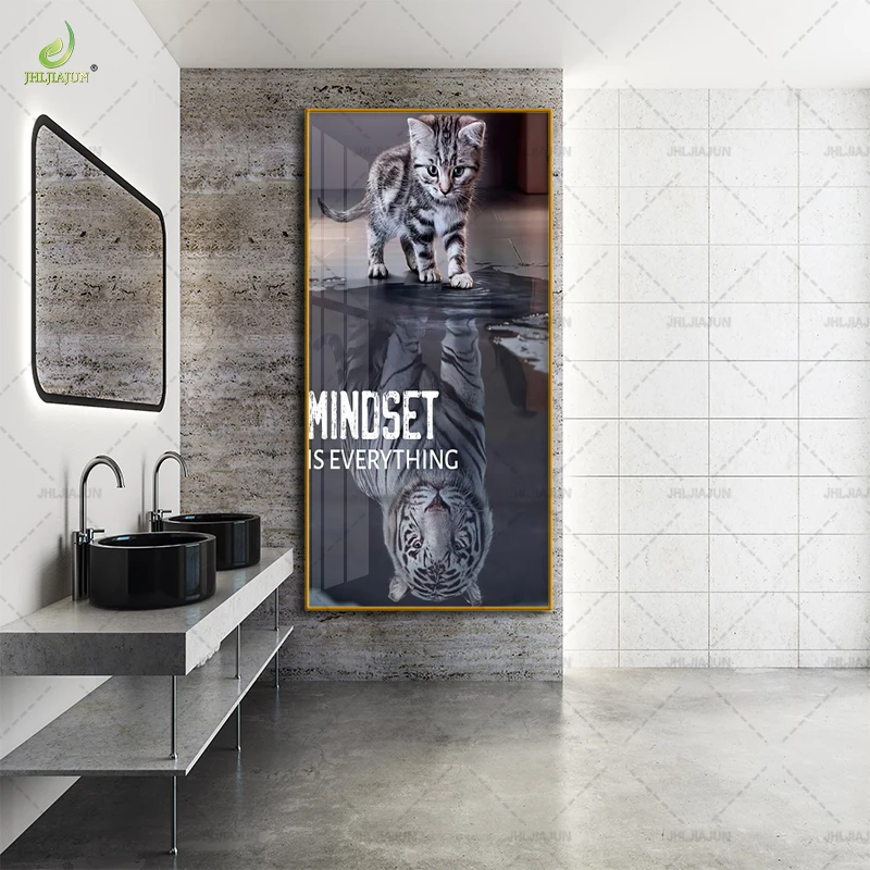 Оригинальная домашняя гостиная Золотая рамка тигр вход фон Хрустальная