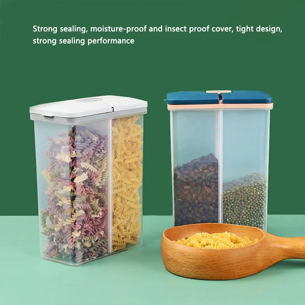 

Kitchen Transparent Storage Jar With Compartments Detachable Five Grains Sealed Storage Tank