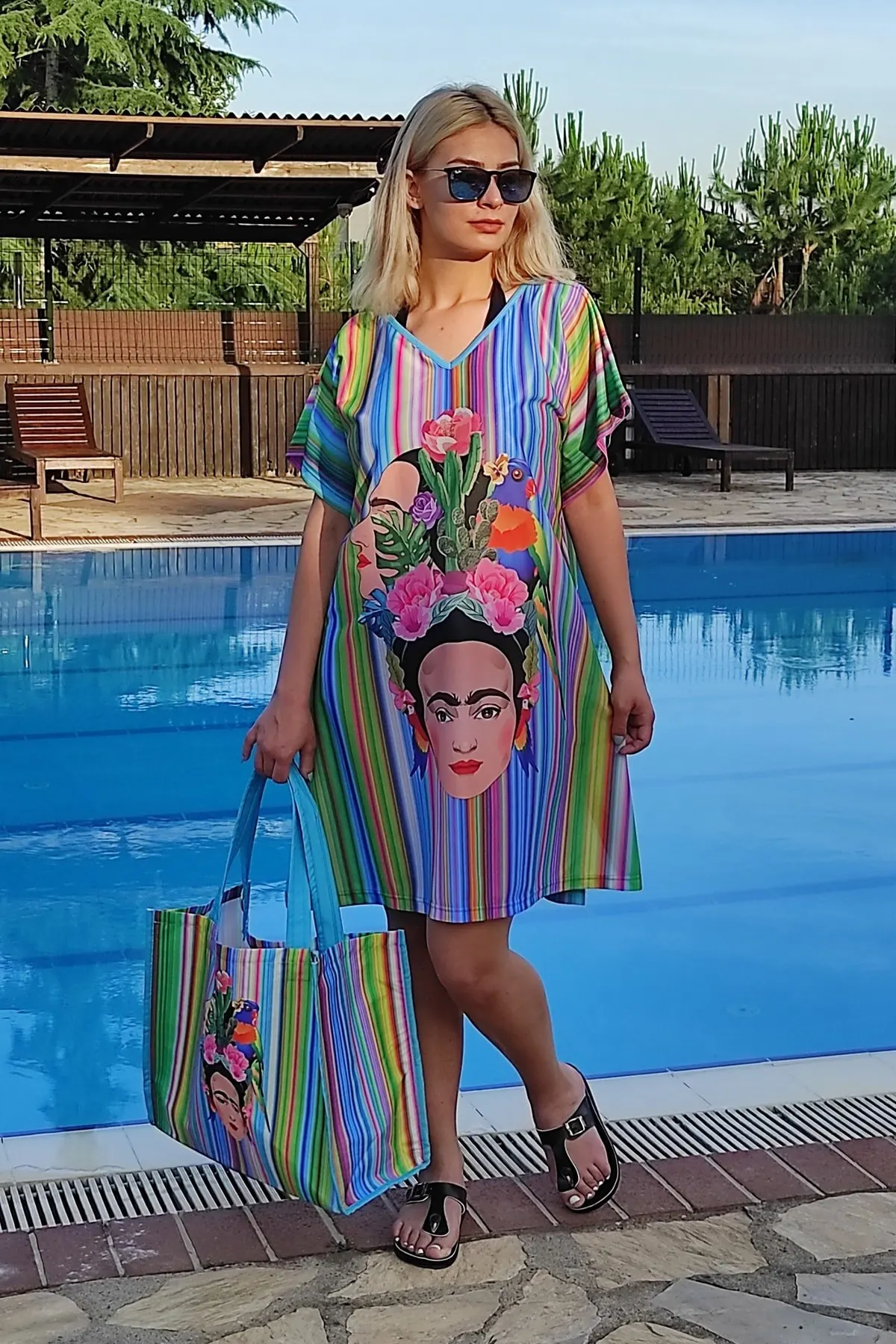 

Women's Pareo Combine And Beach Bag Swimwear Cover Dress Sexy Tunic Suit Beachwear Female Beach Bikini Cover