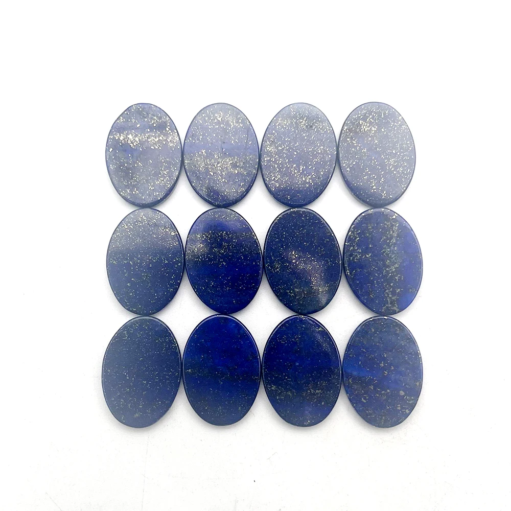 

13x18MM Fashion Natural lapis lazuli stone Double flat bottom oval cabochon 12PCS for Ring necklace patch Necklace Accessories
