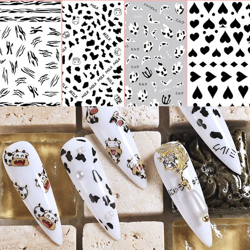 

Nail art stickers Nail Decals Cow nail black/ white nail decals Cow Print Nail Art Cow Vinyl Nail Stickers Cow Print Nail Decals