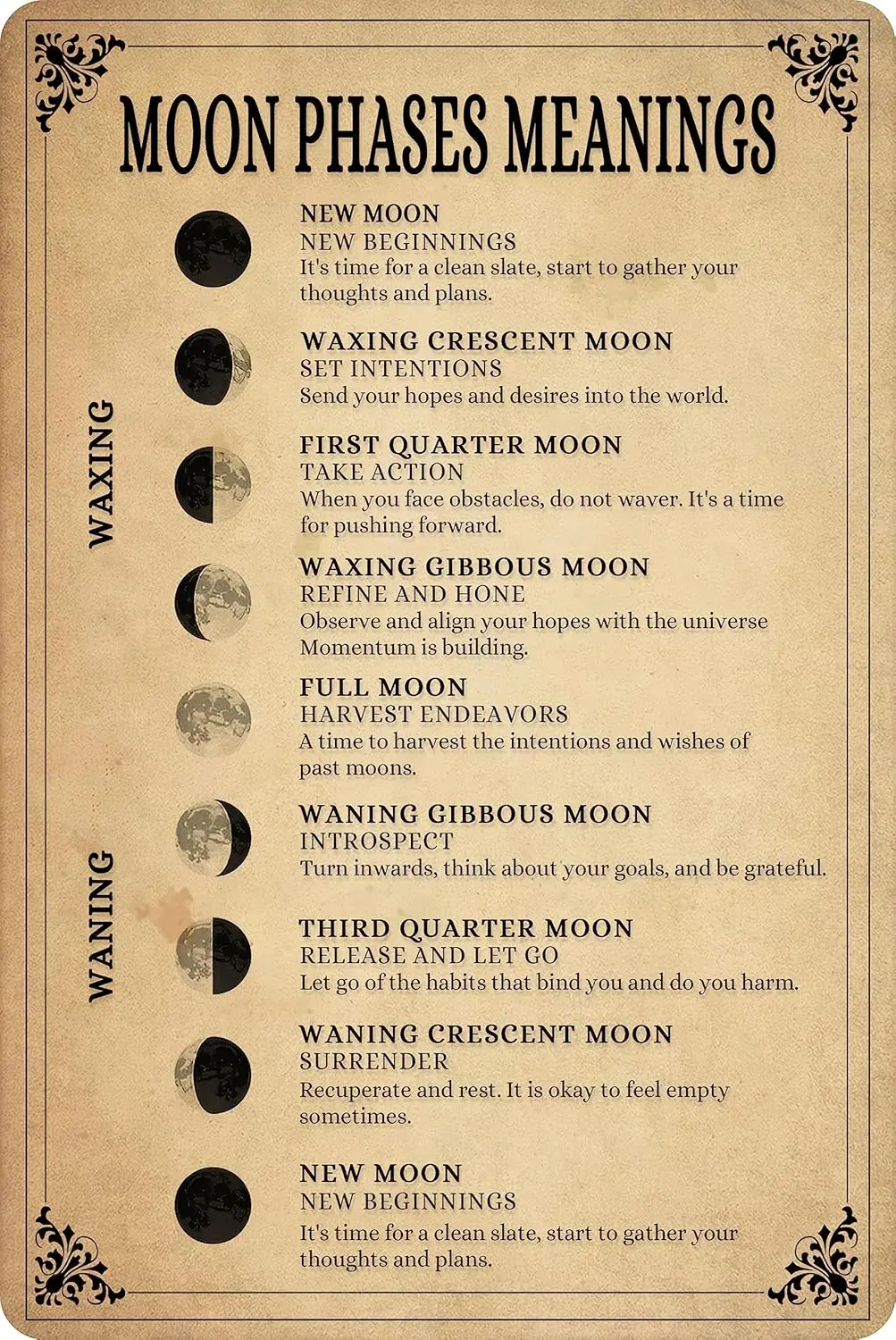 SmartCows Фазы Луны В поисках Ведьмовство Винтажные металлические вывески Ретро