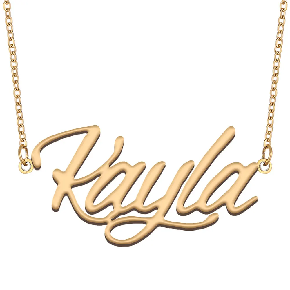 

Женское колье с надписью AOLOSHOW Kayla, колье из нержавеющей стали золотого цвета, кулон-табличка с именем