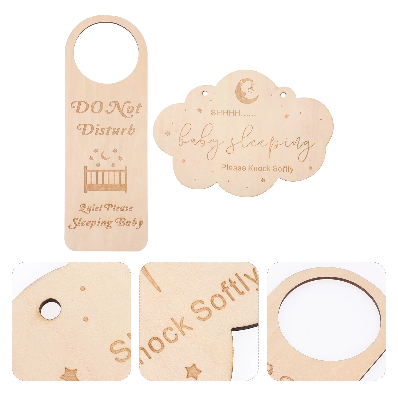 

2pcs Funny Baby Sleeping Hanging Sign Plaque Do Not Disturb Wooden Sleeping Sign
