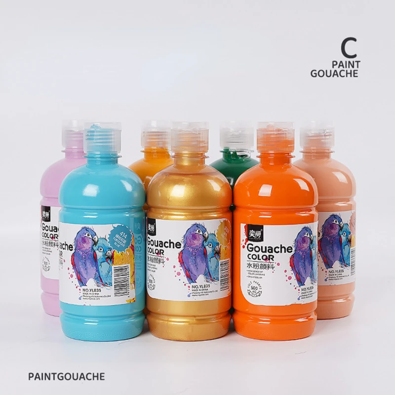 

24colors 500ml/bottle Press Gouache Paint Set Commonly Used Art Supplies with Strong Coverage and No Cracking