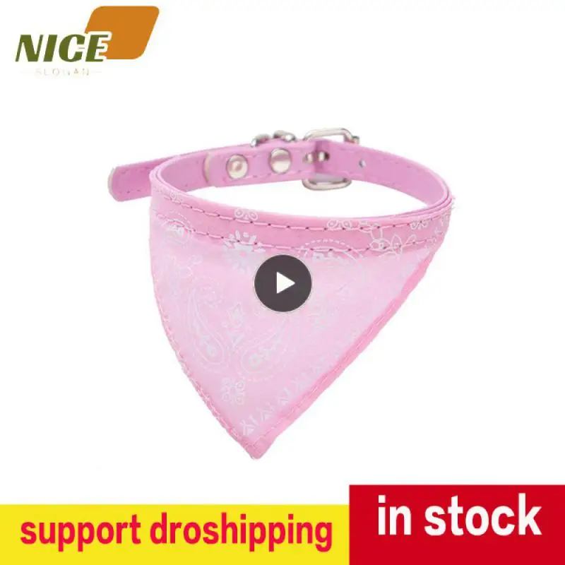 

1PCS Adjustable cat and dog bandana collar PU pet neck scarf with printed triangle scarf