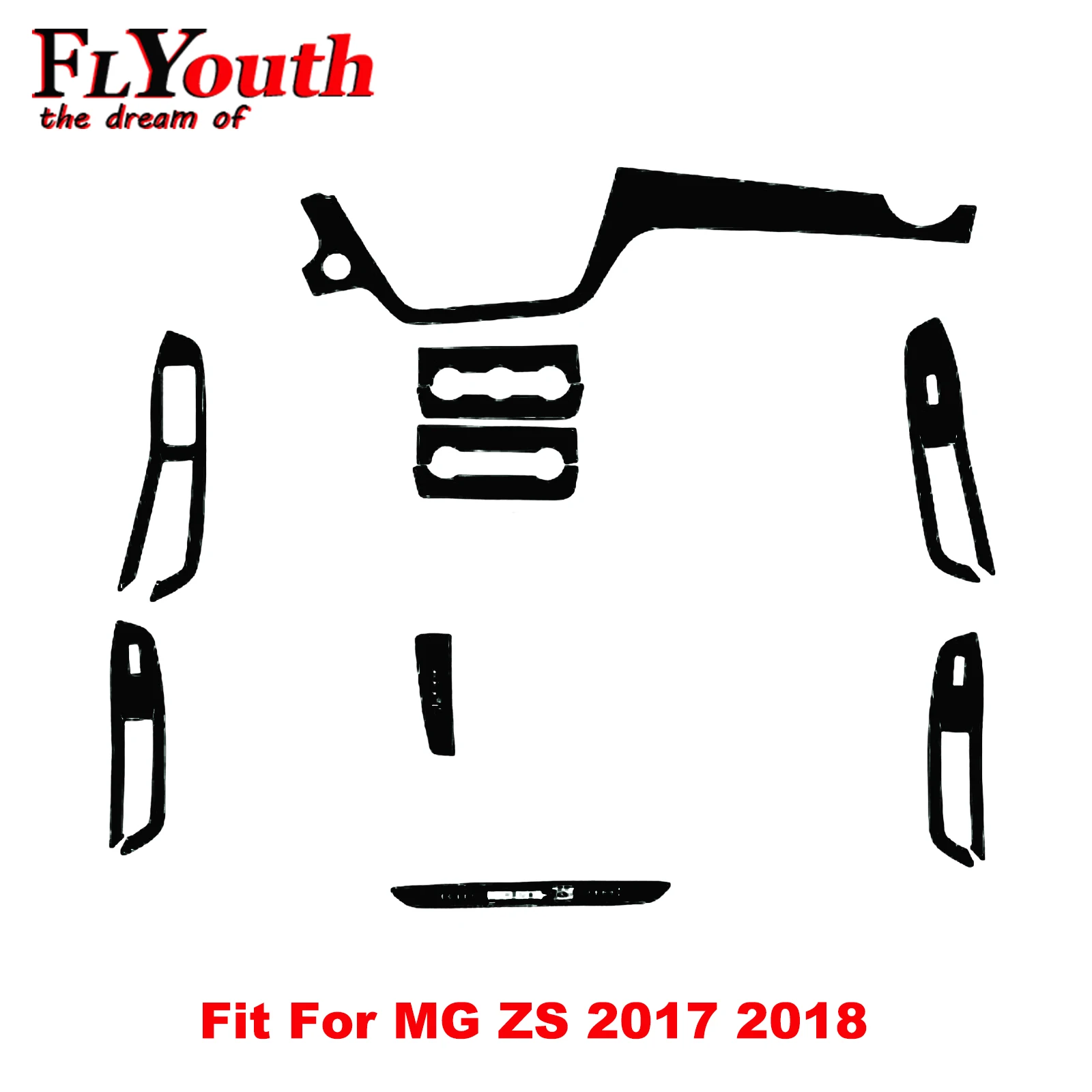 

5D Carbon Fiber Sticker For MG ZS 2017 2018 Car Gear Shift Panel Water Cup Holder Panel Frame Cover Trim Car Styling