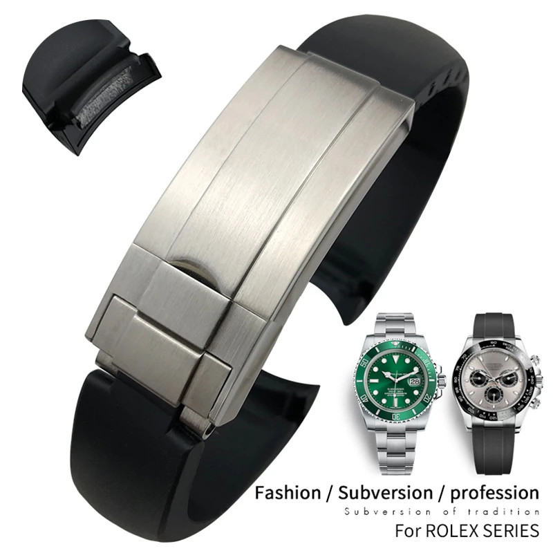 

Ремешок силиконовый для наручных часов, резиновый браслет для Daytona Deepsea Oysterflex GMT Submariner, стальная Складная Пряжка, 20 мм 19 мм 21 мм