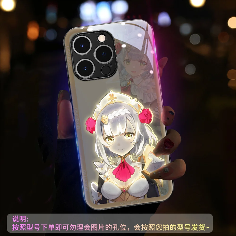 2025 Cool Hero Of Genshin Sound Control Чехлы со светодиодной вспышкой Светящаяся стеклянная
