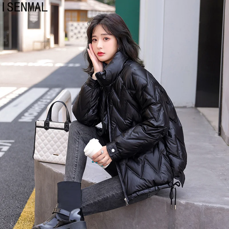 2022 New Winter Jacket Parkas Women Coat Loose Glossy Cotton-padded Female Parka Warm Jackets Casual Overcoat Waterproof Outwear