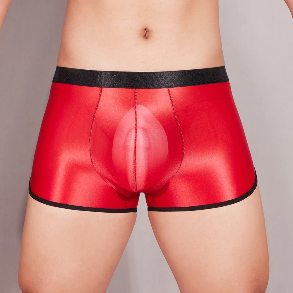Мужское нижнее белье с низкой посадкой масляные блестящие гладкие боксеры шорты