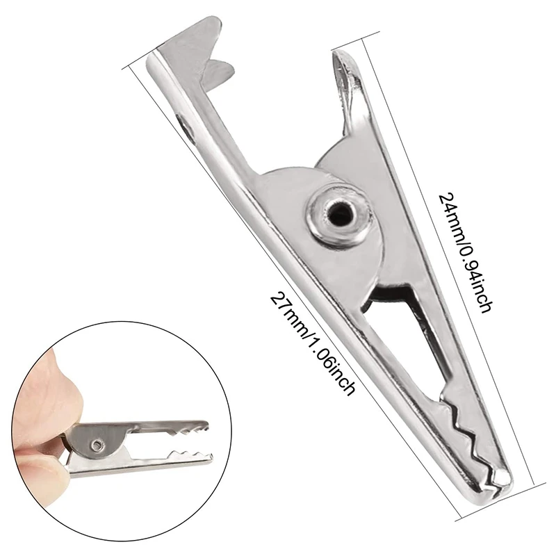 100 шт. 1 06 дюйма/27 мм мини-металлические зажимы типа крокодил серебряного тона