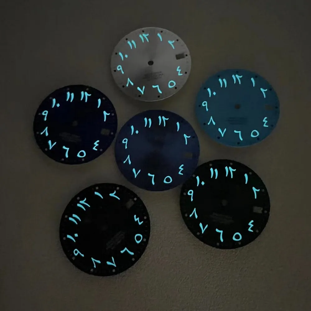 The new NH35 dial diameter 28.5mm with Arabic silver nail sun pattern glossy watch accessories