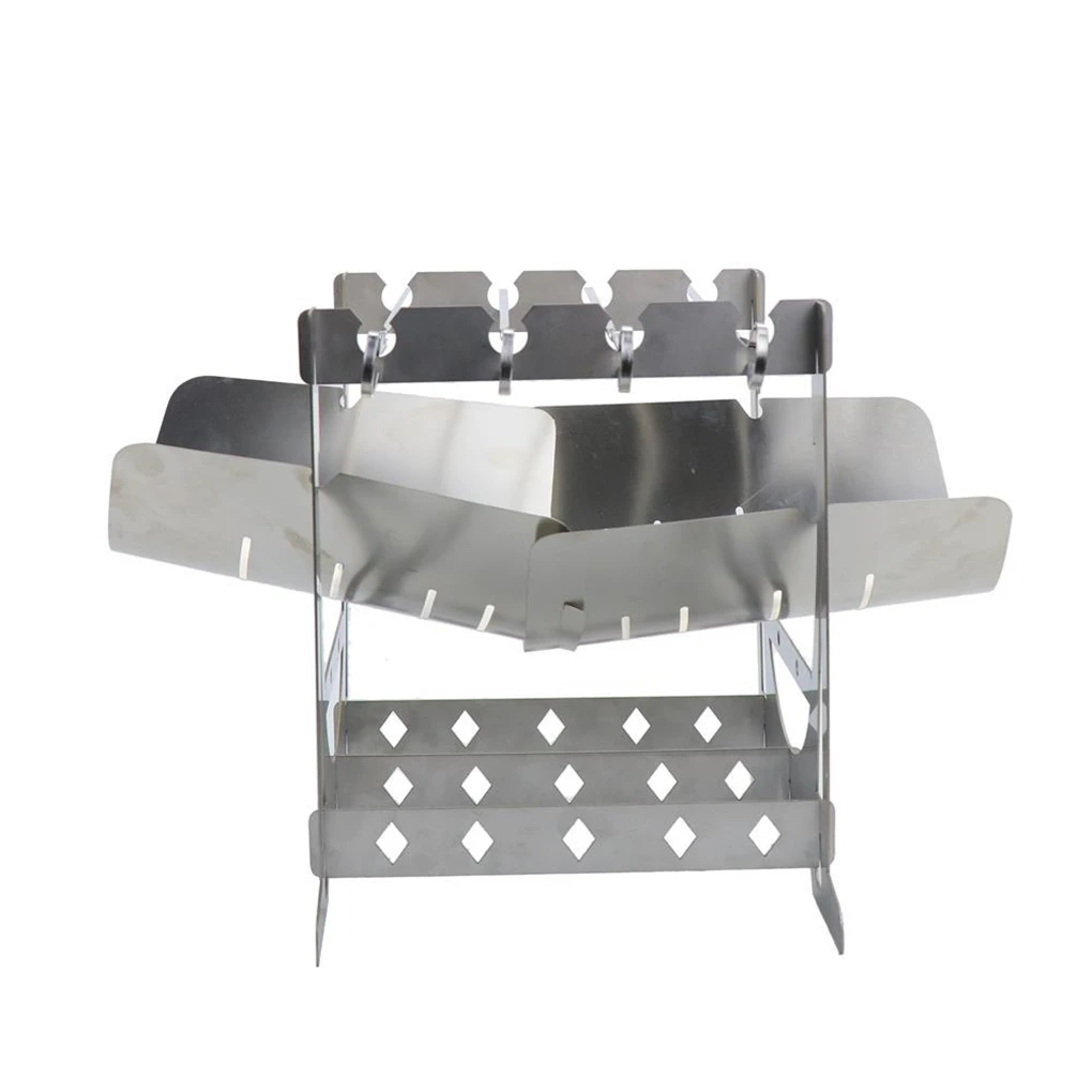 

Stainless Steel Wood Burning Stove Bushcraft Camping Hiking BBQ Grill Picnic Grilling Rack Campers Gift Equipment